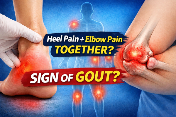Heel pain and elbow pain caused by gout or inflammatory arthritis